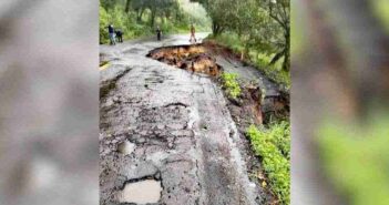 Cierran carretera federal México–Tampico por desvale y hundimiento; alertan a automovilistas