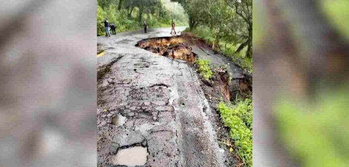 Cierran carretera federal México–Tampico por desvale y hundimiento; alertan a automovilistas